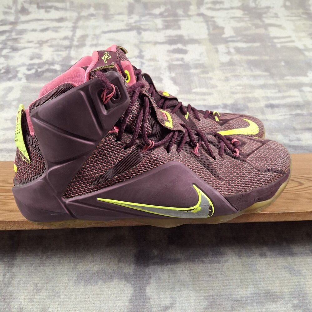 Nike LeBron 12 XII Double Helix Merlot Volt Pink 684593-607 Men's Size 13